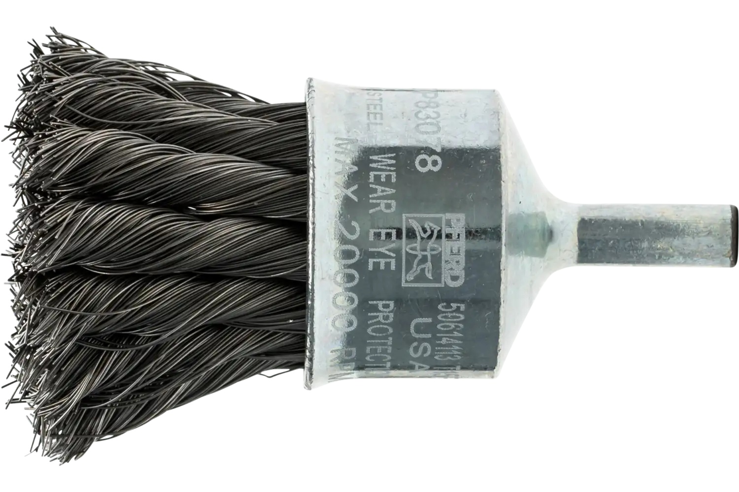 Picture of Pferd Knot Wire End Brush 1" Dia. Flared Cup .006 Carbon Steel 1/4" Shank